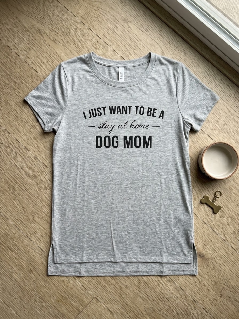 Gray "Dog Mom" Tee - Stay at Home Dog Mom